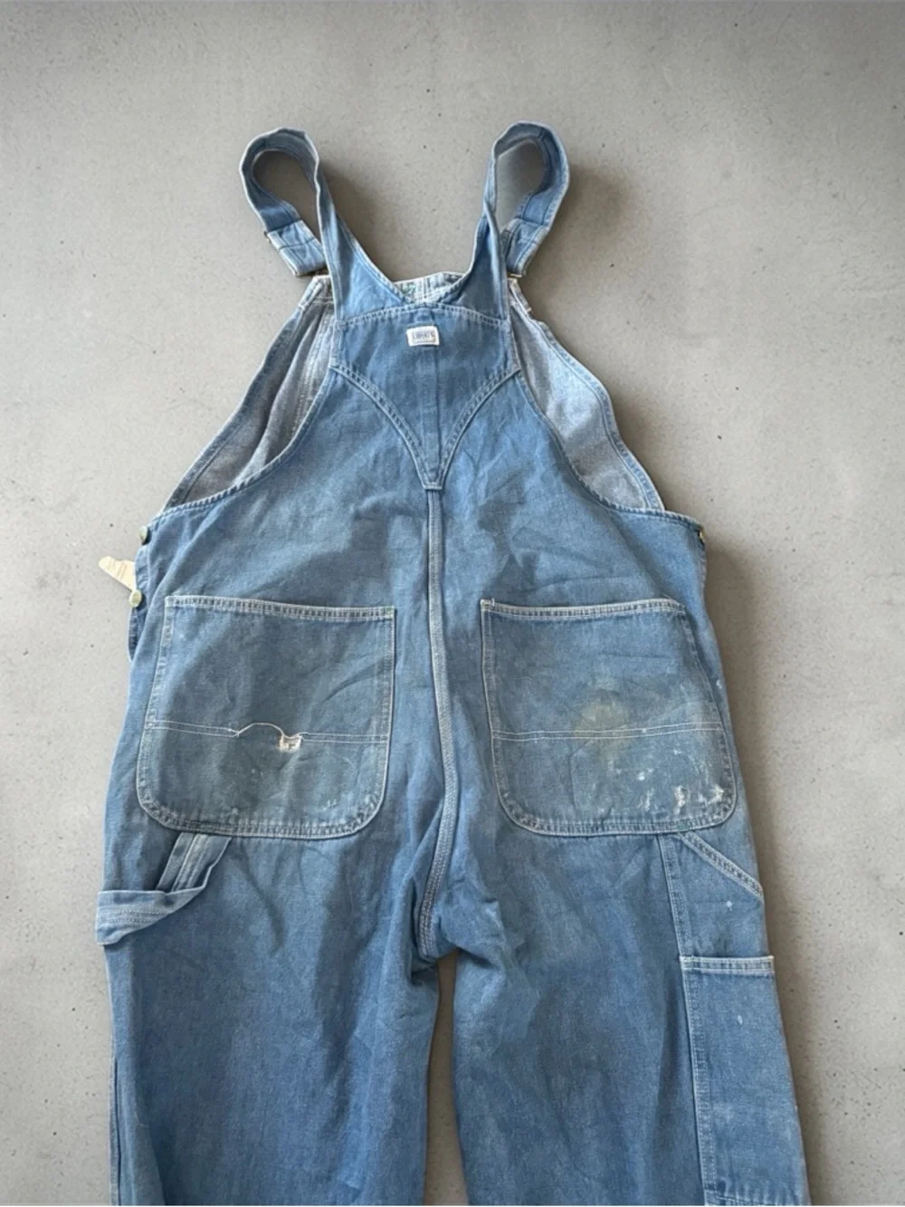 Liberty Overalls 38x34 Denim Bib Distressed Faded Workwear Carpenter - Picture 2 of 10